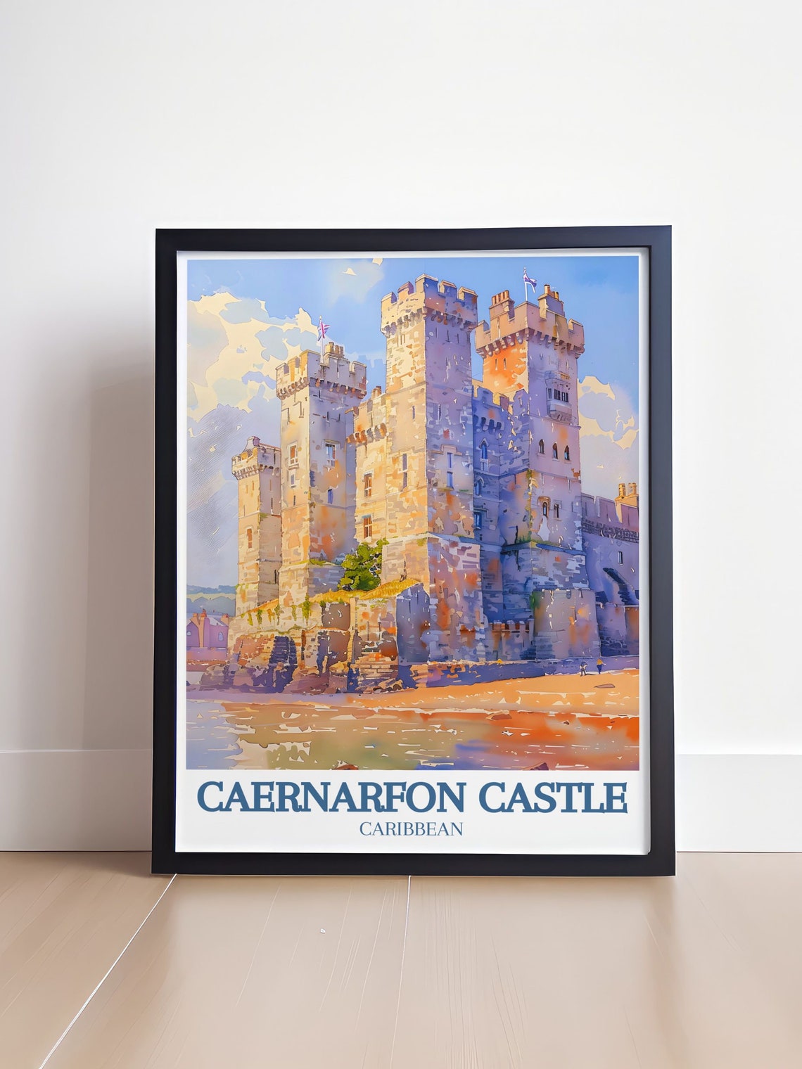 Caernarfon Castle Wales Tower Close Up View In Golden Daylight Poster - Image 4