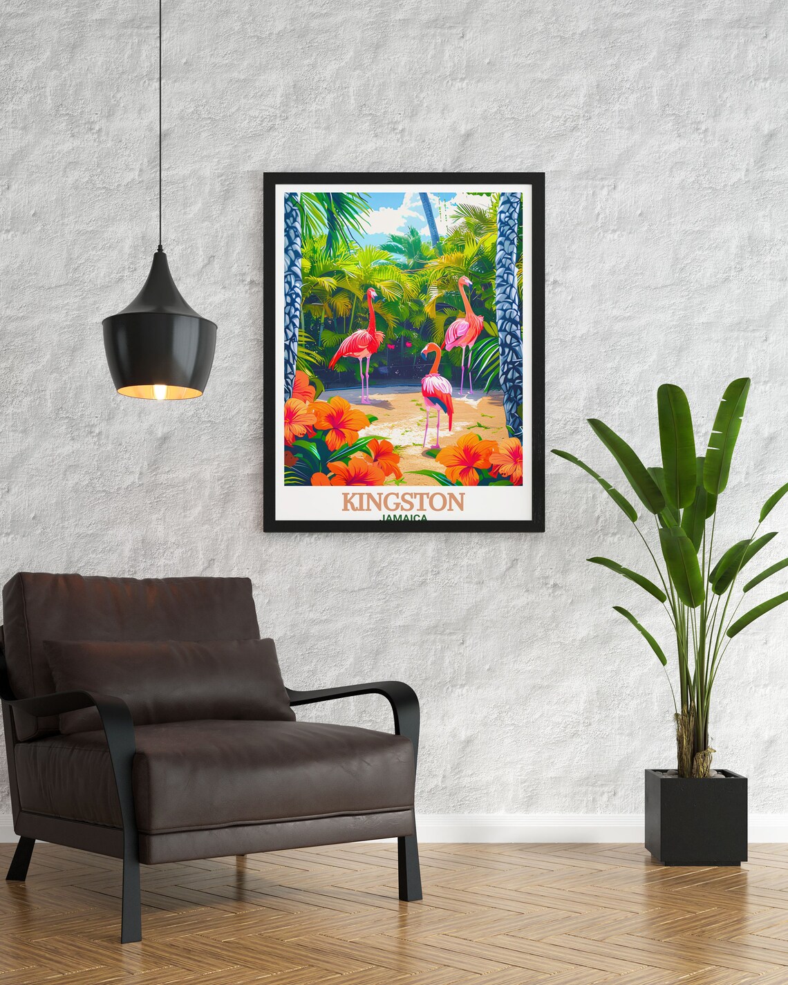 Kingston Jamaica Flamingos Tropical Zoo Garden Wildlife Poster - Image 3