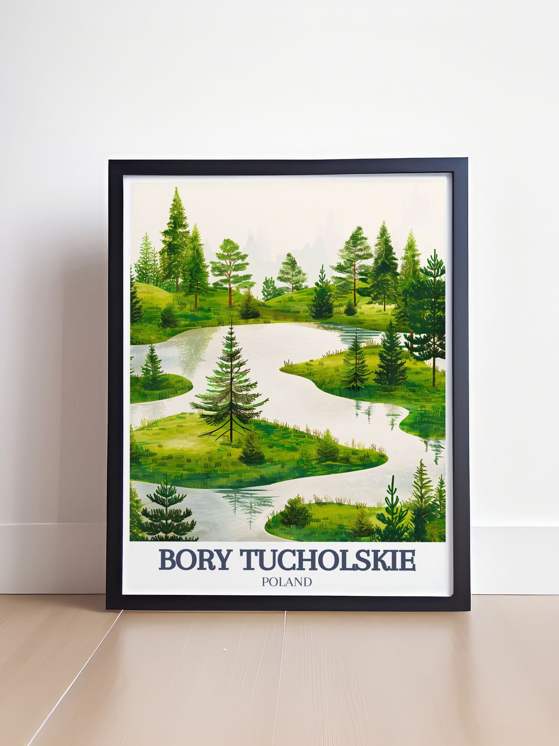 Bory Tucholskie Winding River Through Green Pine Forest Poster - Image 4