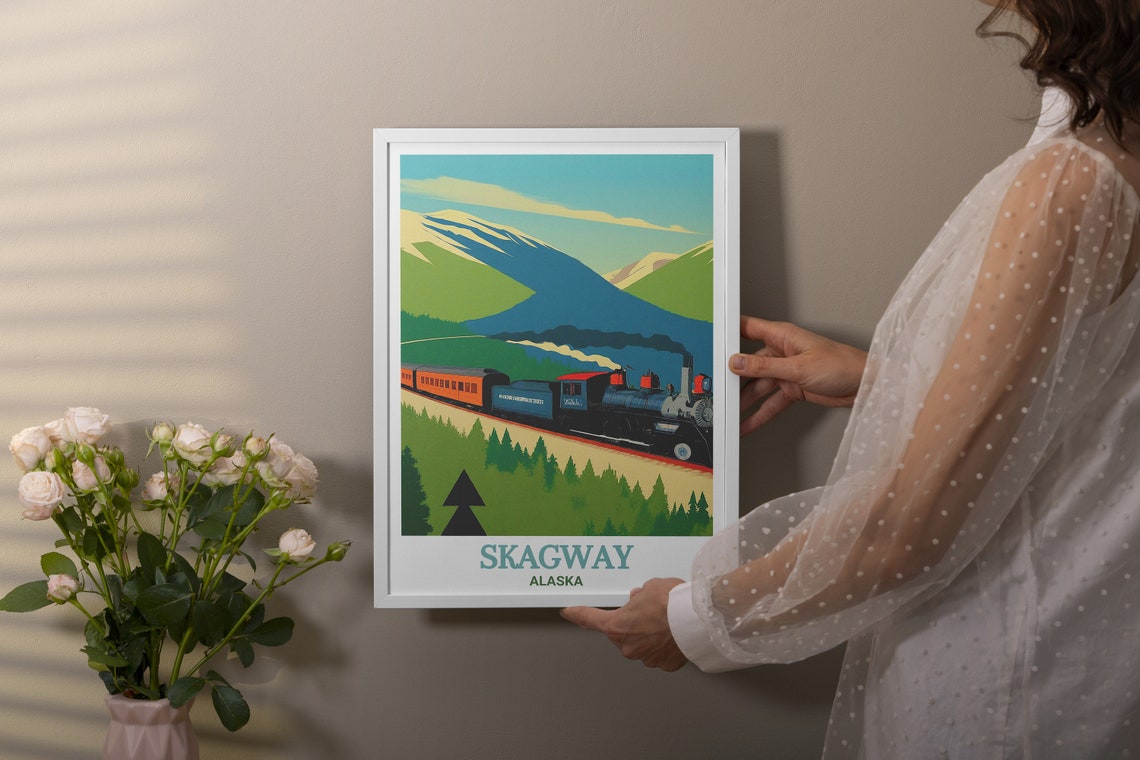 Skagway Alaska White Pass Yukon Railroad Steam Train Travel Poster - Image 3