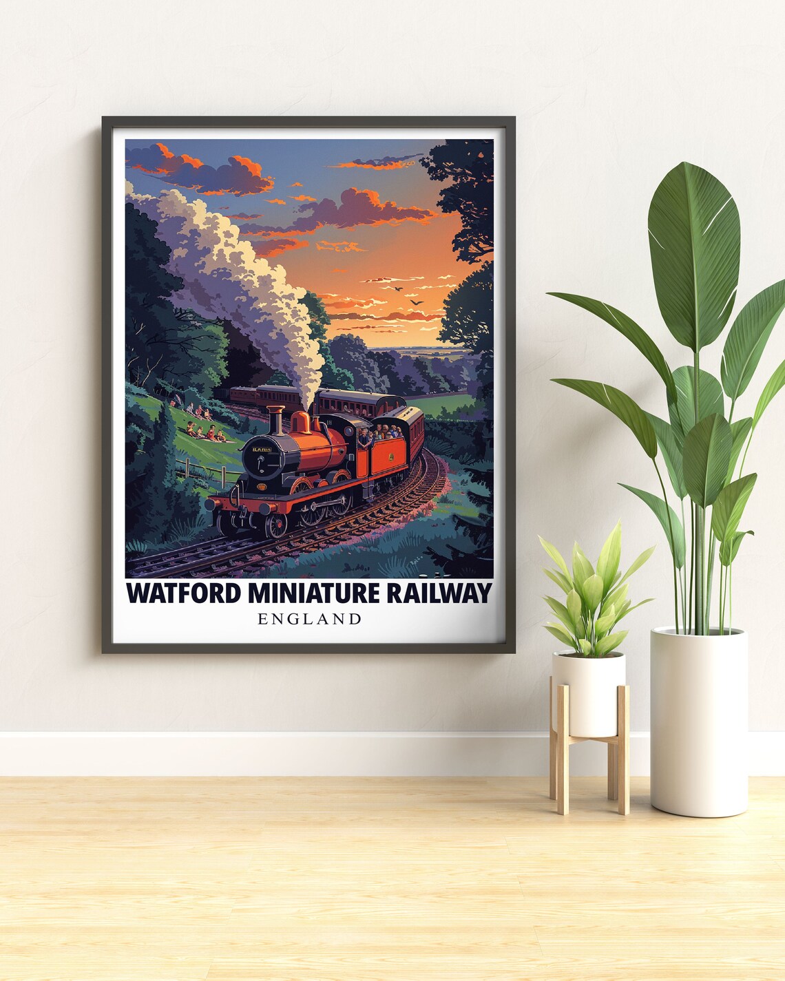 Watford Miniature Railway Steam Locomotive At Dusk England Poster - Image 2