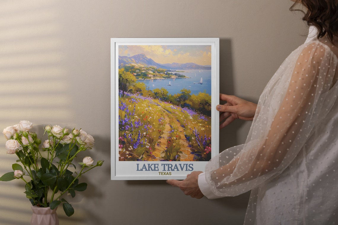 Lake Travis Texas Wildflower Trail Sailboat View Travel Poster - Image 3