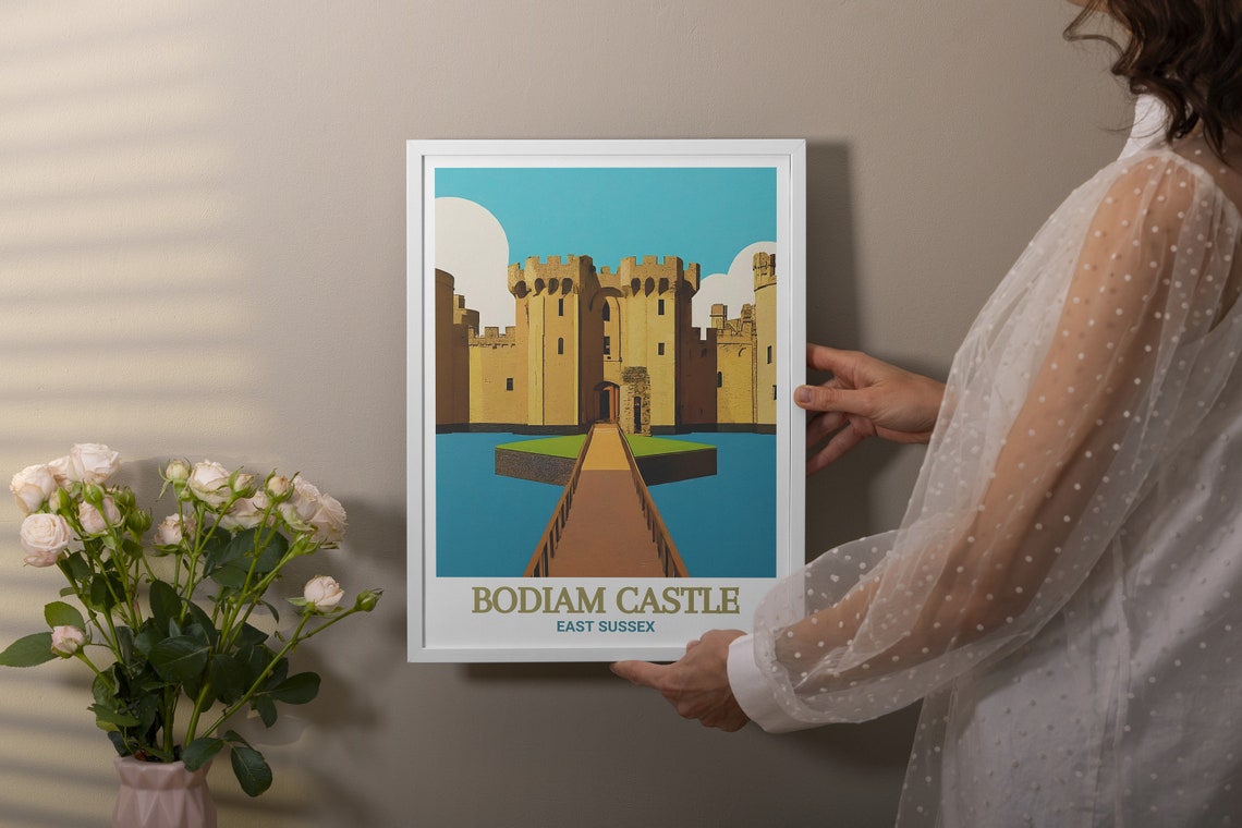 Bodiam Castle Moated Fortress Bridge Flat Art England Poster - Image 2