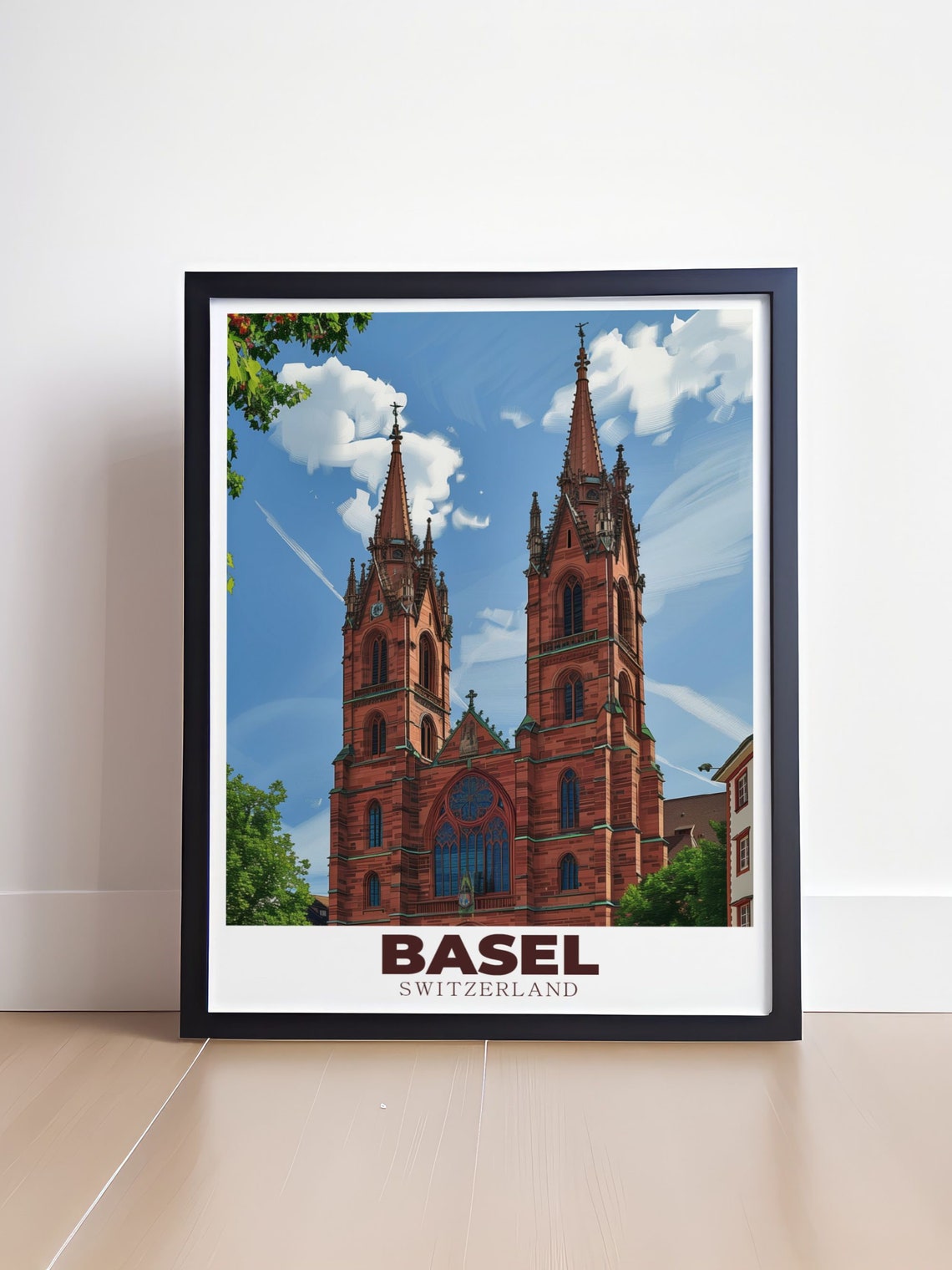 Basel Switzerland Minster Red Sandstone Twin Spires Gothic Poster - Image 4