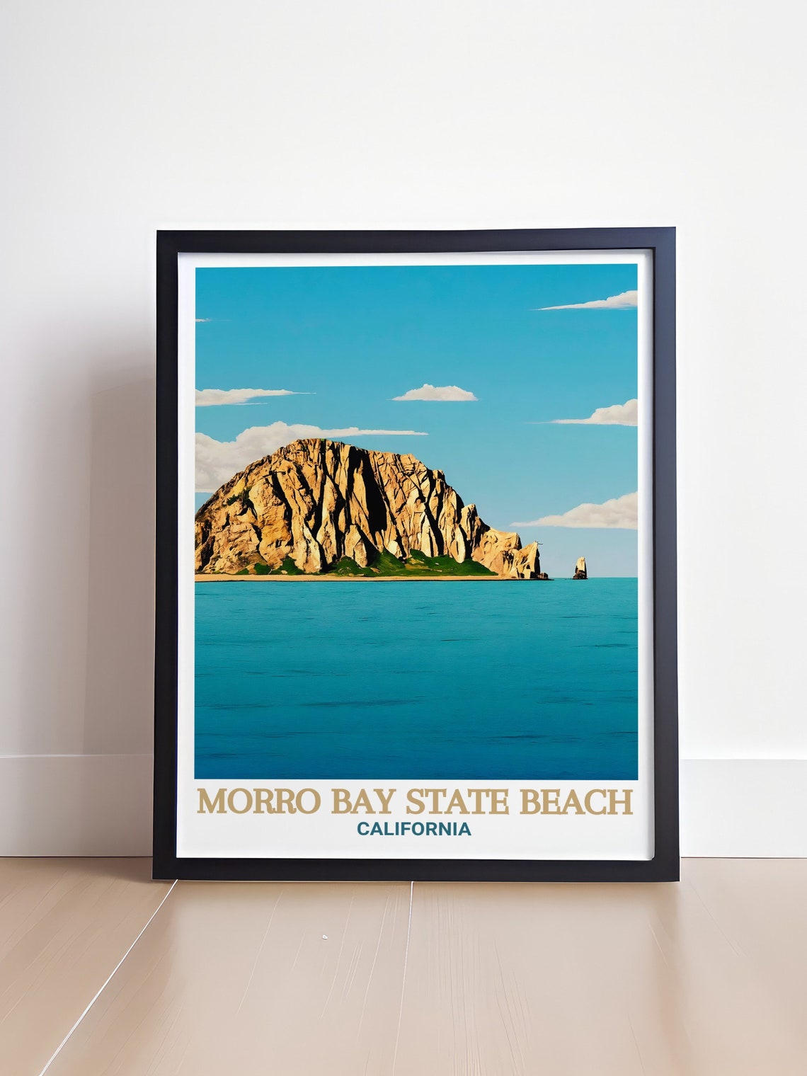 Morro Bay State Beach California Morro Rock Coastal Art Poster - Image 4