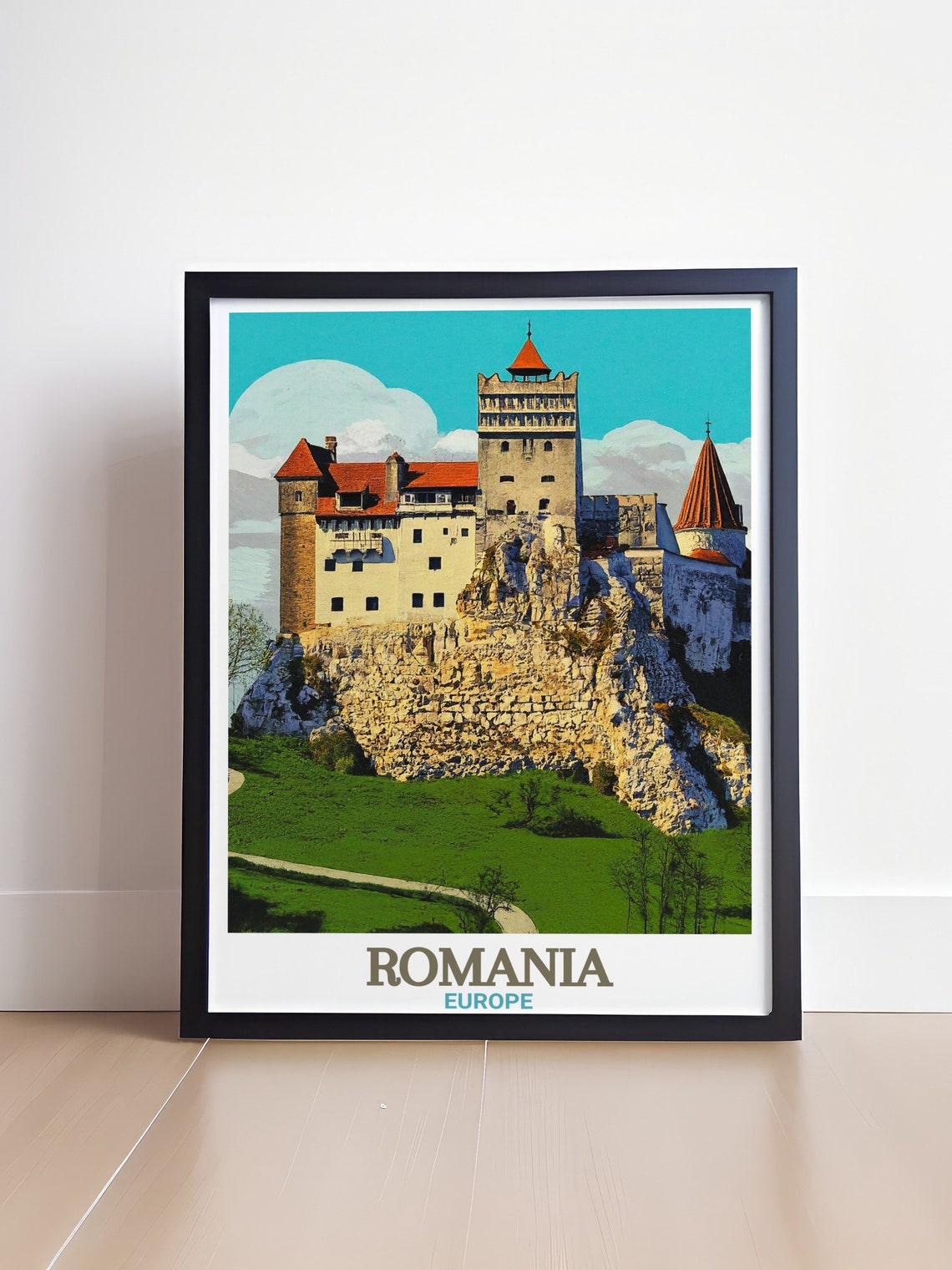 Romania Europe Bran Castle Dracula Cliffside Fortress Travel Poster - Image 4