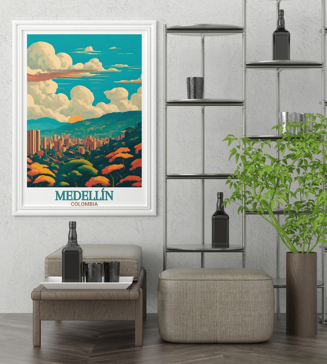 Medelln Travel Art Parque Arv Art Medelln Skyline Art Print For Your Home Decor Parque Arv Travel Poster Medelln Travel Poster - Image 3