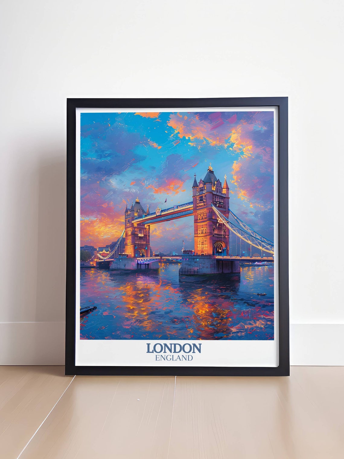 Tower Bridge London England Sunset River Thames Golden Sky Poster - Image 4