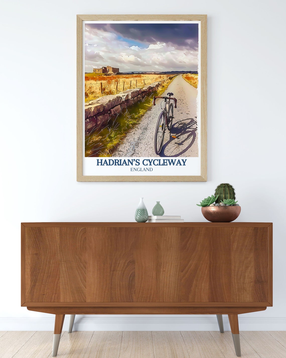 Hadrians Cycleway Bicycle Ride Past Ancient Roman Wall England Poster - Image 2