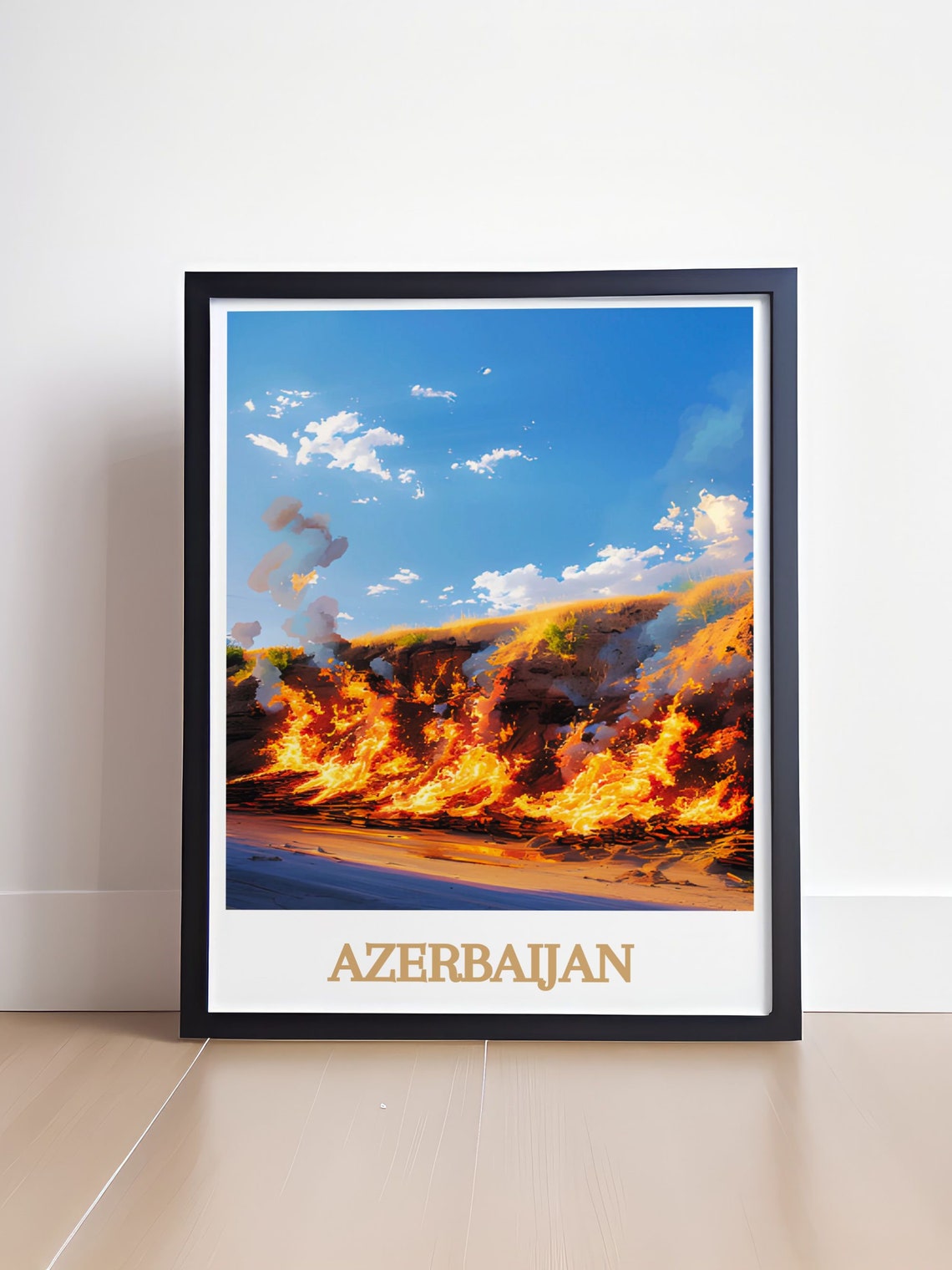Azerbaijan Yanar Dag Eternal Flames On Burning Hillside Poster - Image 4