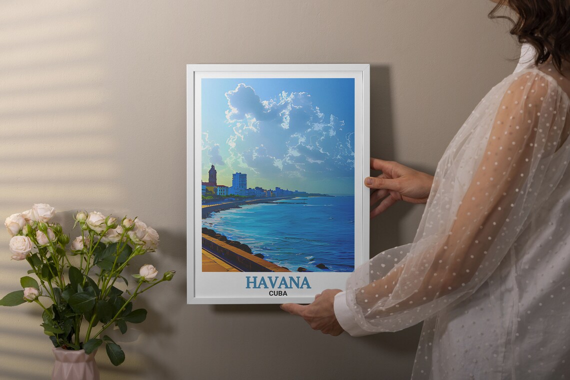 Havana Cuba El Malecon Seawall Ocean Promenade Art Classic Poster - Image 3