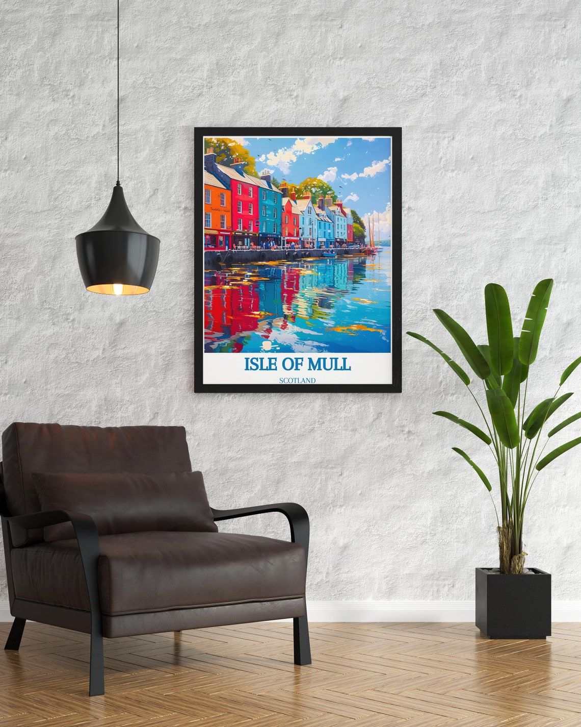 Isle of Mull Colorful Harbourside Street Reflection Scotland Poster - Image 2
