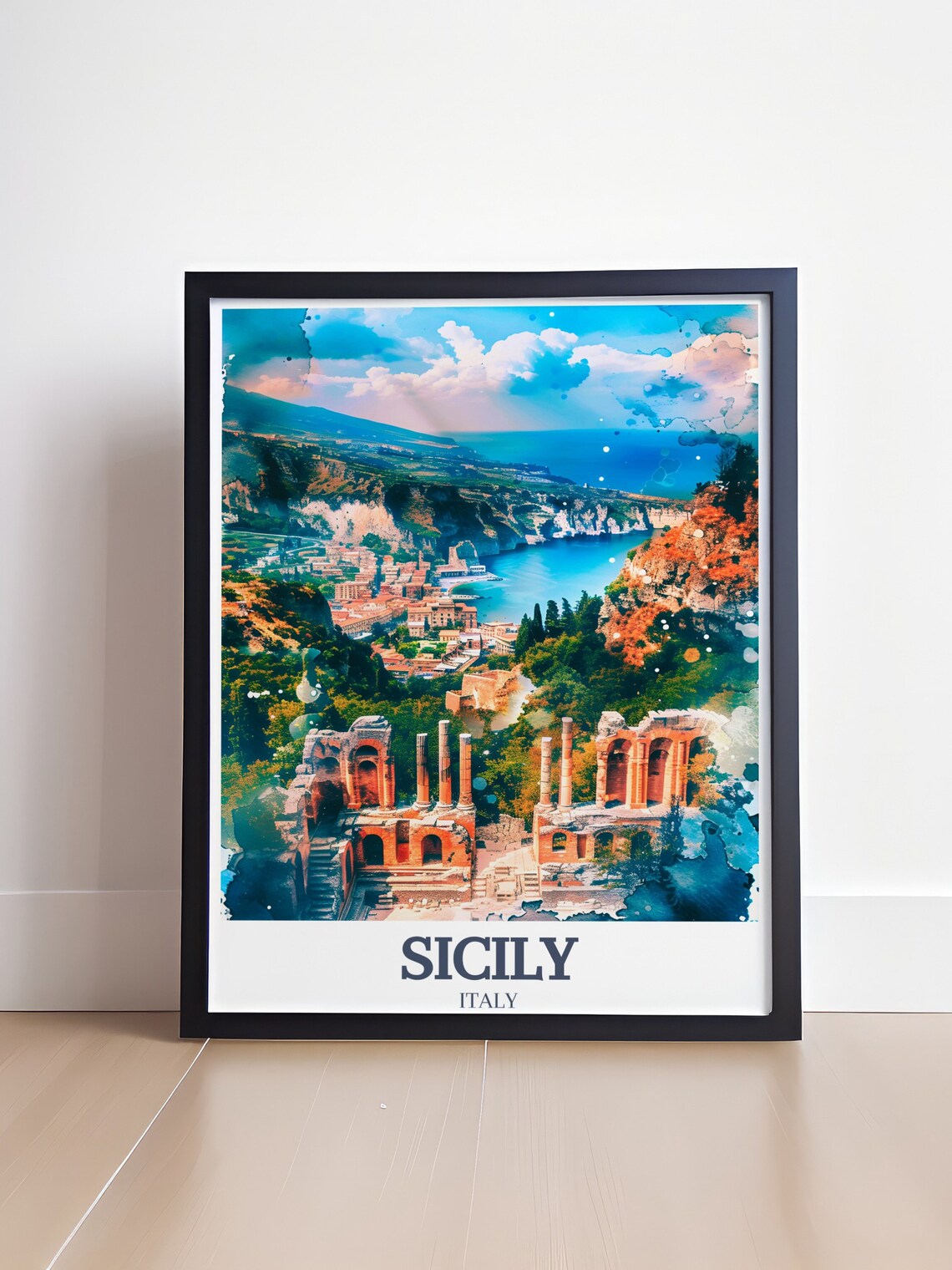 Sicily Italy Ancient Greek Theatre Overlooking The Coast Poster - Image 4