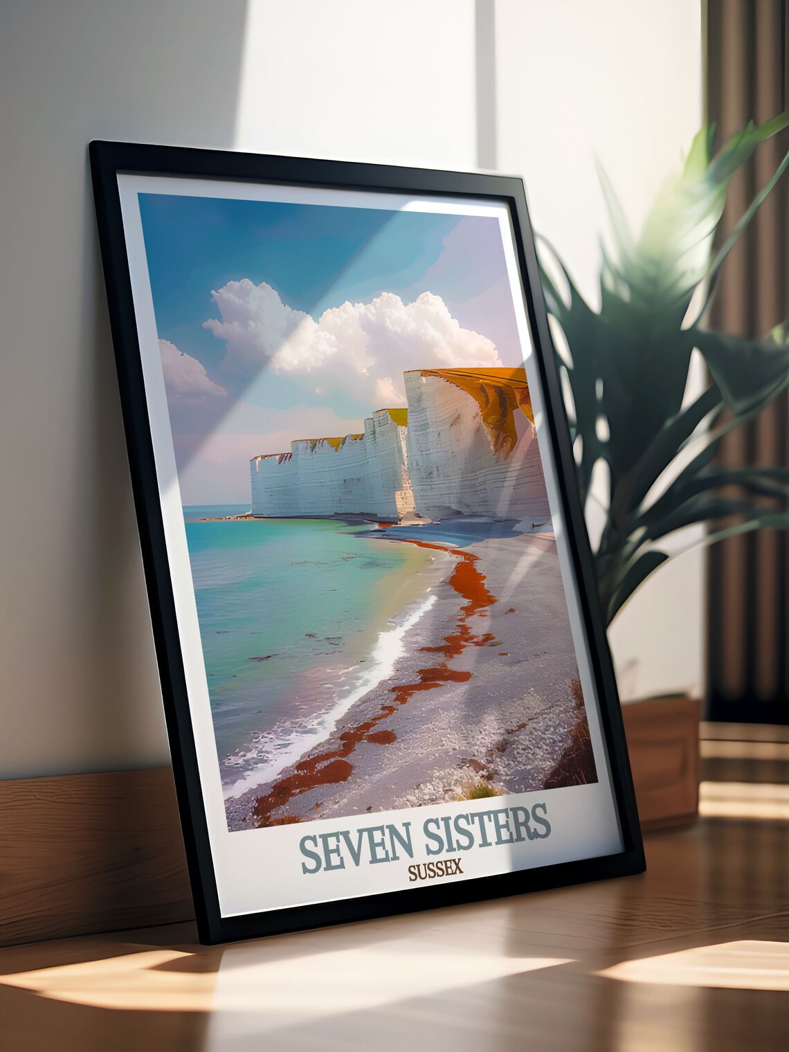 Seven Sisters White Chalk Cliffs Sussex England Travel Poster - Image 3