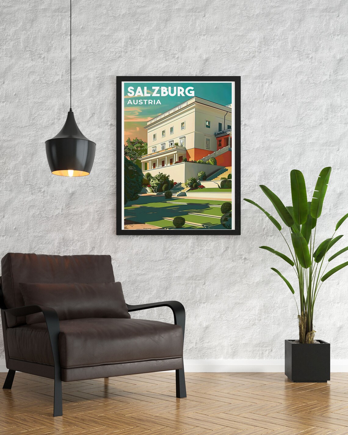 Mirabell Palace and Gardens Salzburg Austria Retro Travel Poster - Image 2