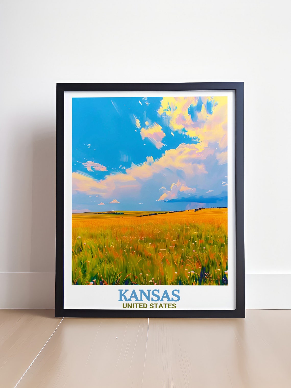 Kansas Tallgrass Prairie Golden Grass Under Dramatic Sky Poster - Image 4