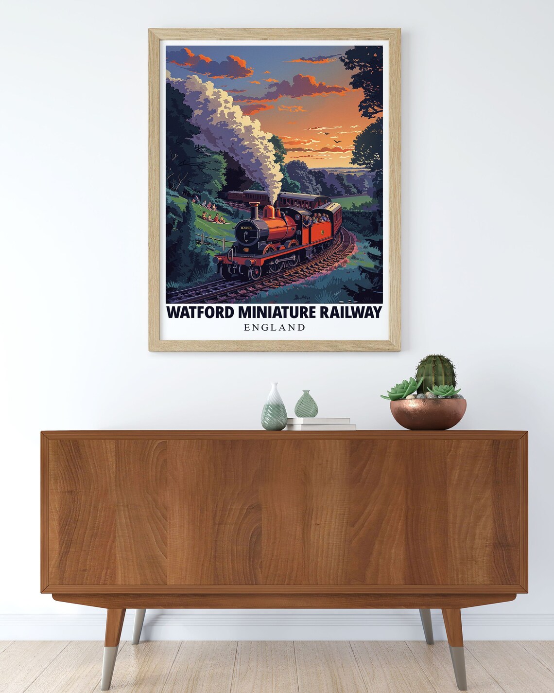 Watford Miniature Railway Steam Locomotive At Dusk England Poster - Image 3