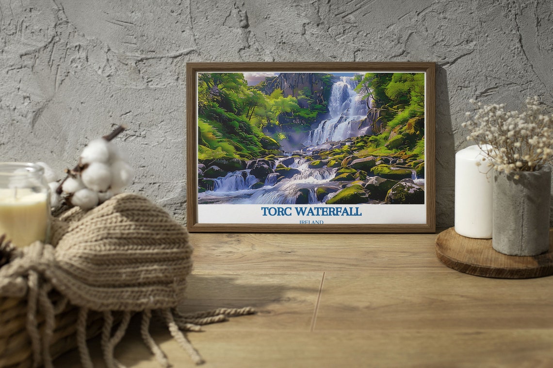 Torc Waterfall Ireland Lush Green Cascades Nature Scene Poster - Image 3