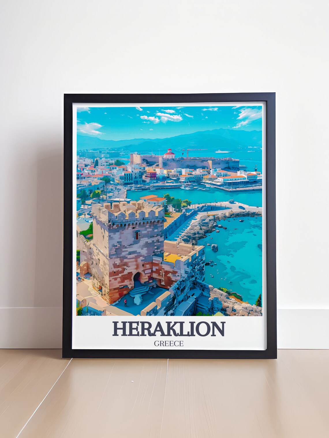Koules Fortress Old Harbor Heraklion Greece Aerial View Travel Poster - Image 4