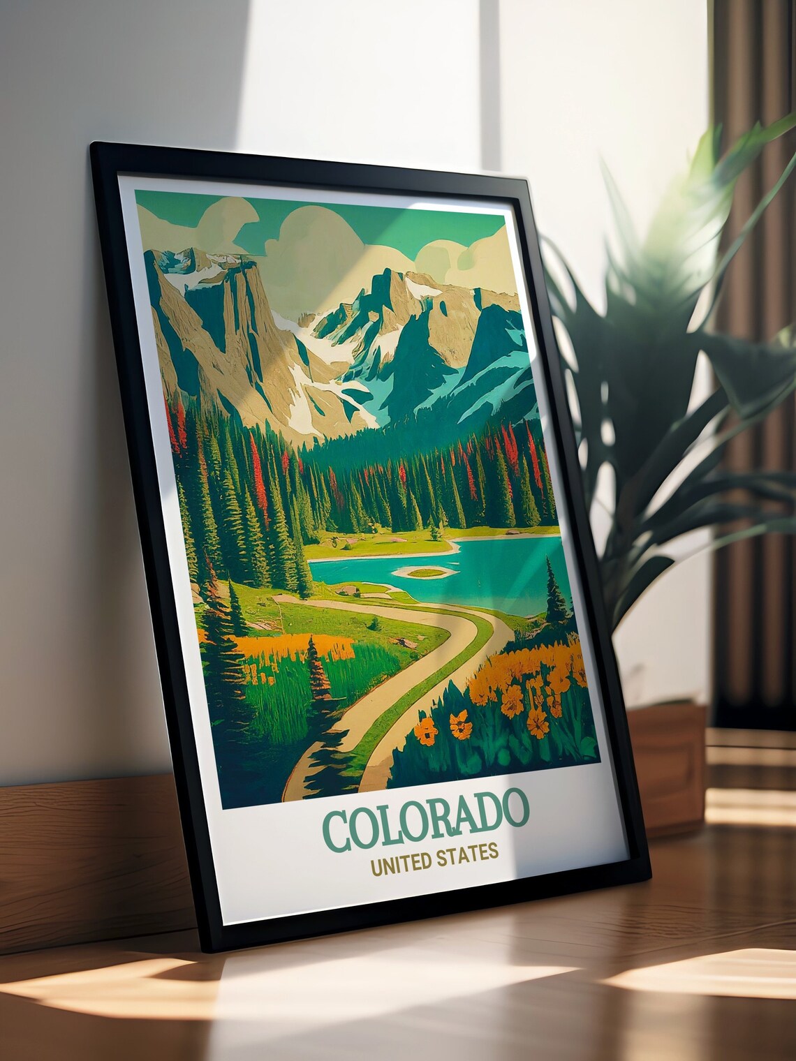 Colorado Mountain Lake Winding Road Pine Forest Travel Poster - Image 3