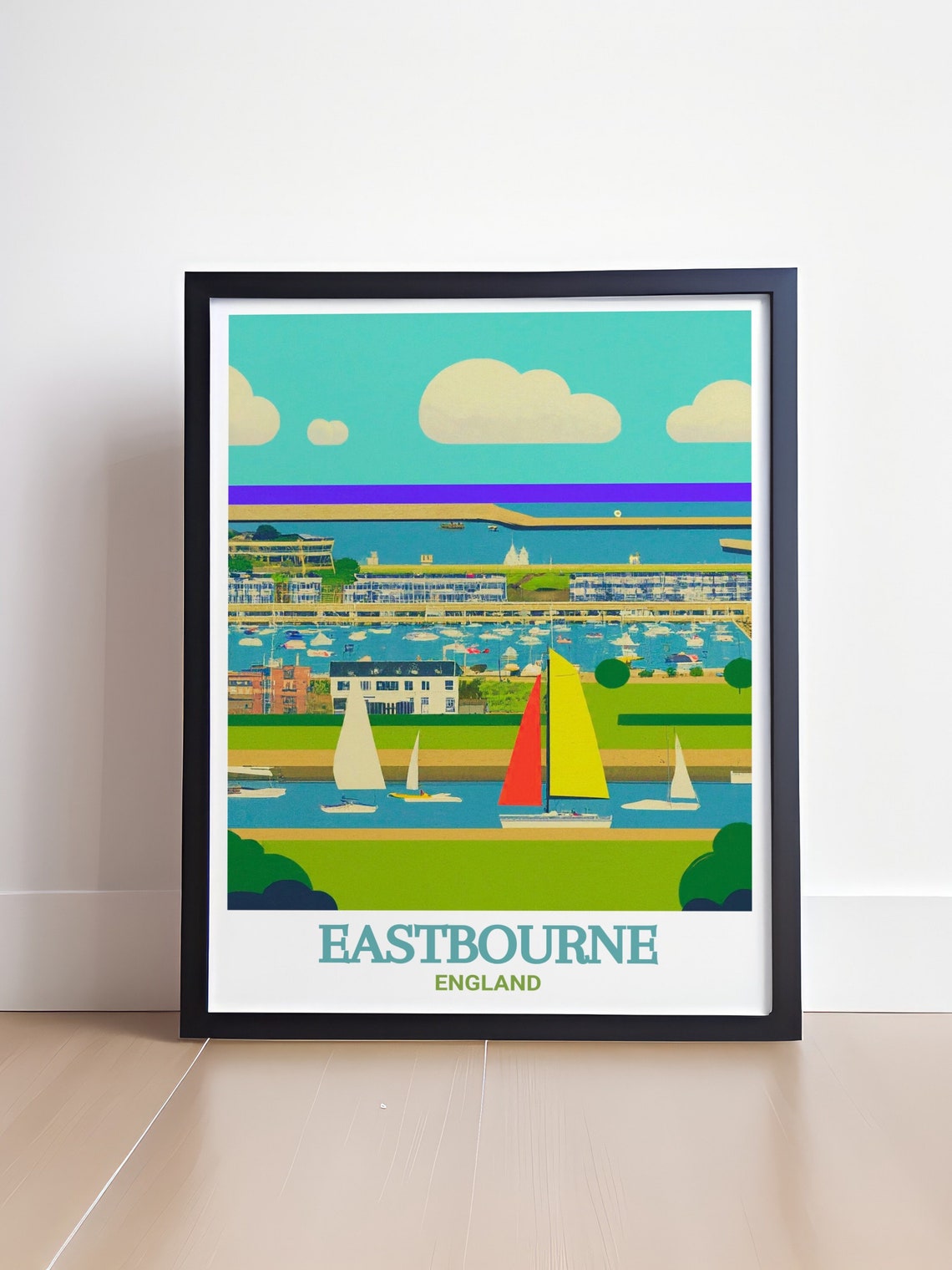Eastbourne Sovereign Harbour Marina Sailboats England Coast Poster - Image 4