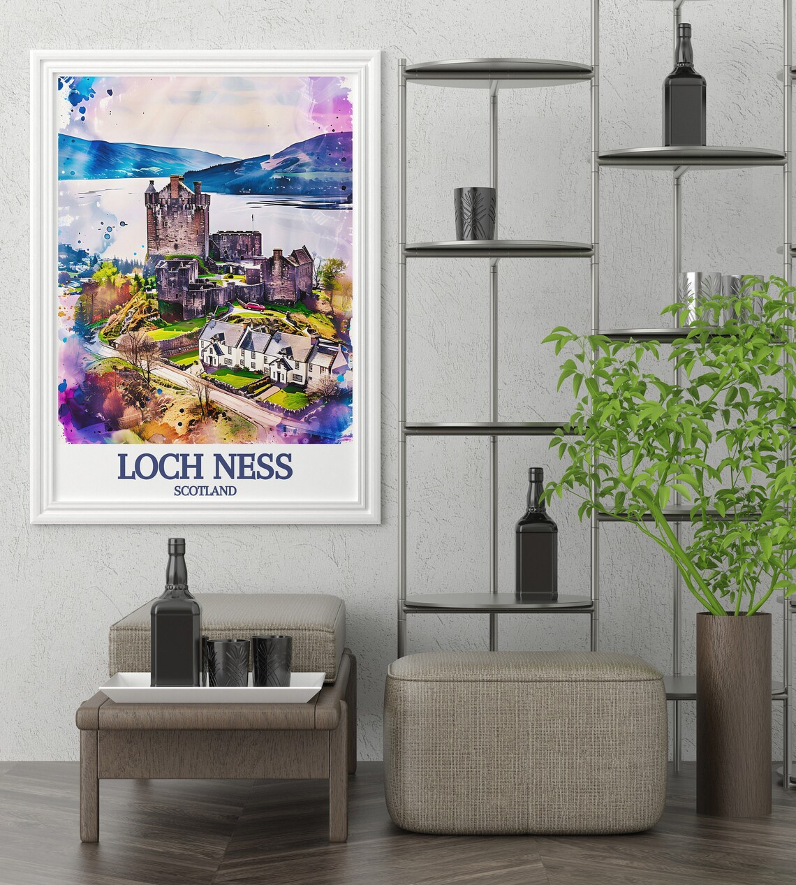 Loch Ness Scotland Urquhart Castle Watercolor Highland Poster - Image 2
