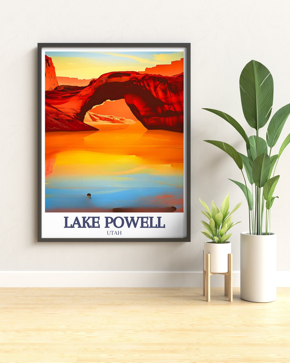 Lake Powell Utah Rainbow Bridge Red Rock Arch Sunset Travel Poster - Image 2