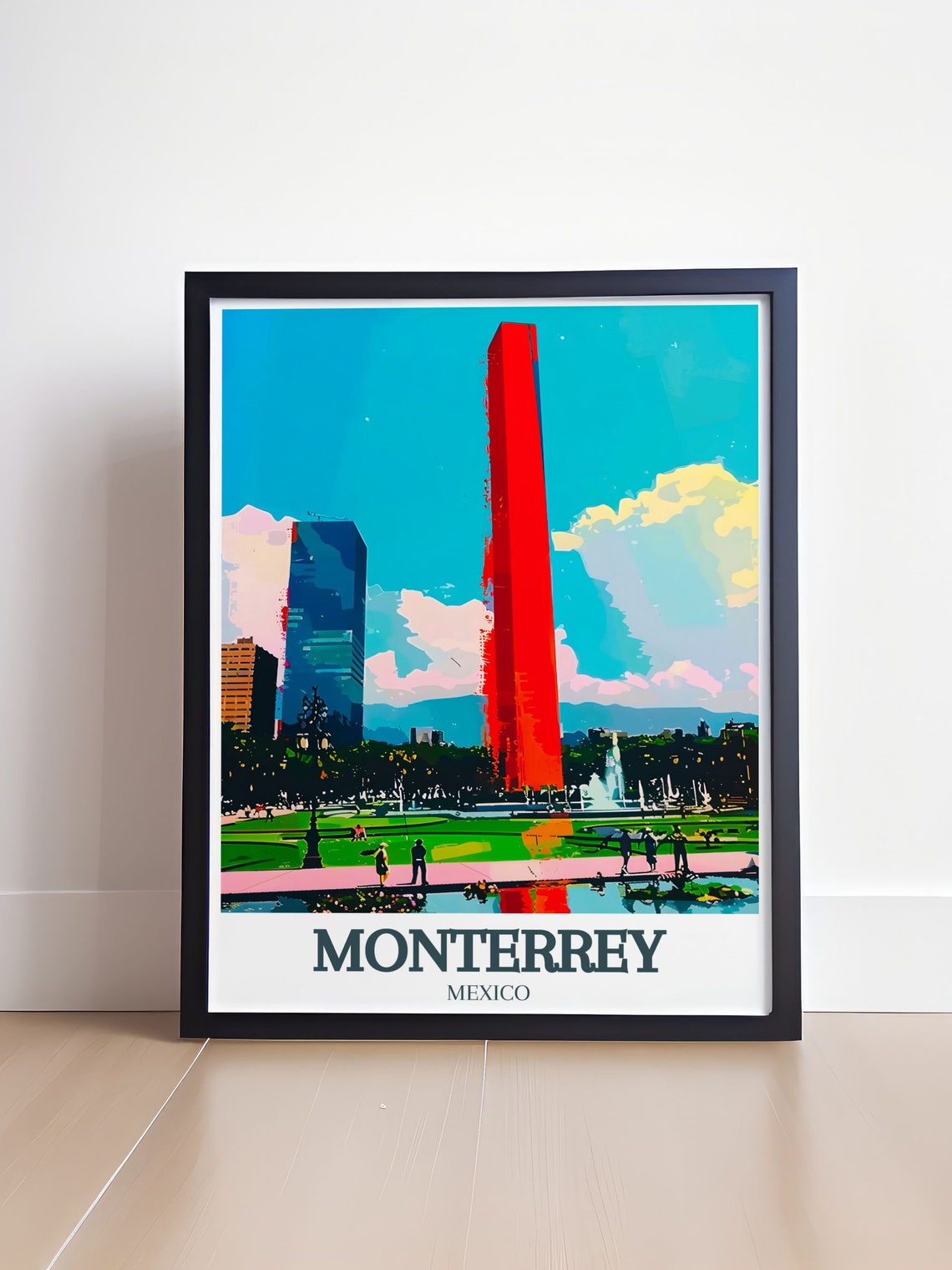 Monterrey Macroplaza Red Obelisk Plaza Mexico City Art Poster - Image 4