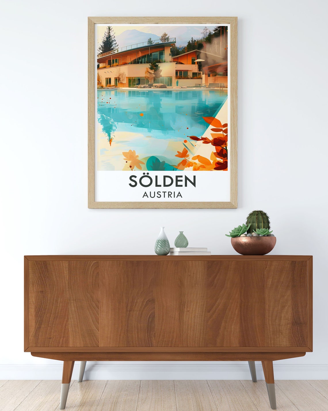 Solden Travel Art Austria Wall Art Snowboarding Poster Solden Travel Print Alpine Adventure Art Aqua Dome Tirol Therme Print - Image 3
