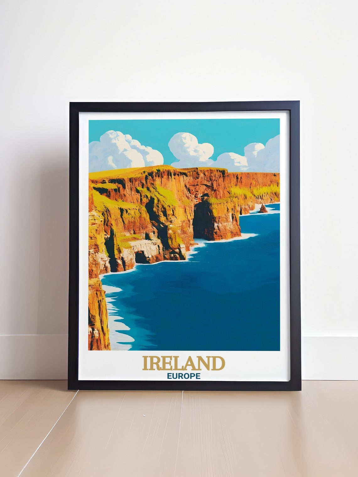 Ireland Europe Cliffs of Moher Dramatic Sea Cliffs Retro Poster - Image 4