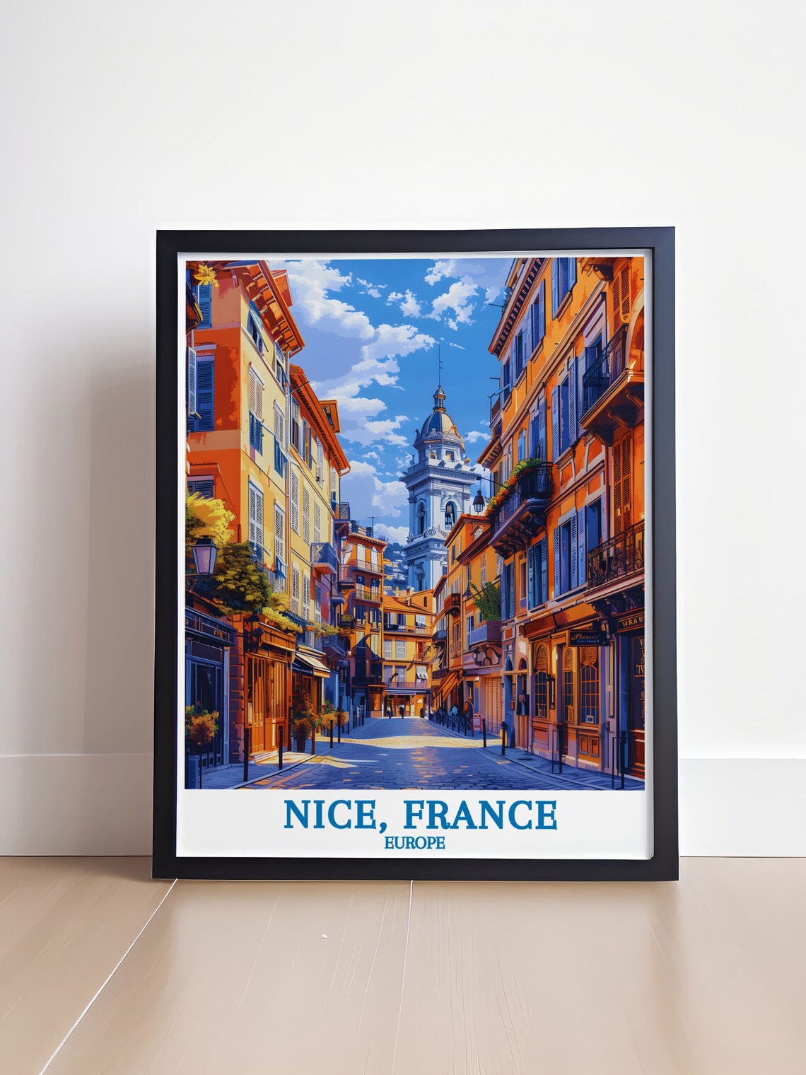 Nice France Old Town Street With Golden Facades Clock Tower Poster - Image 4