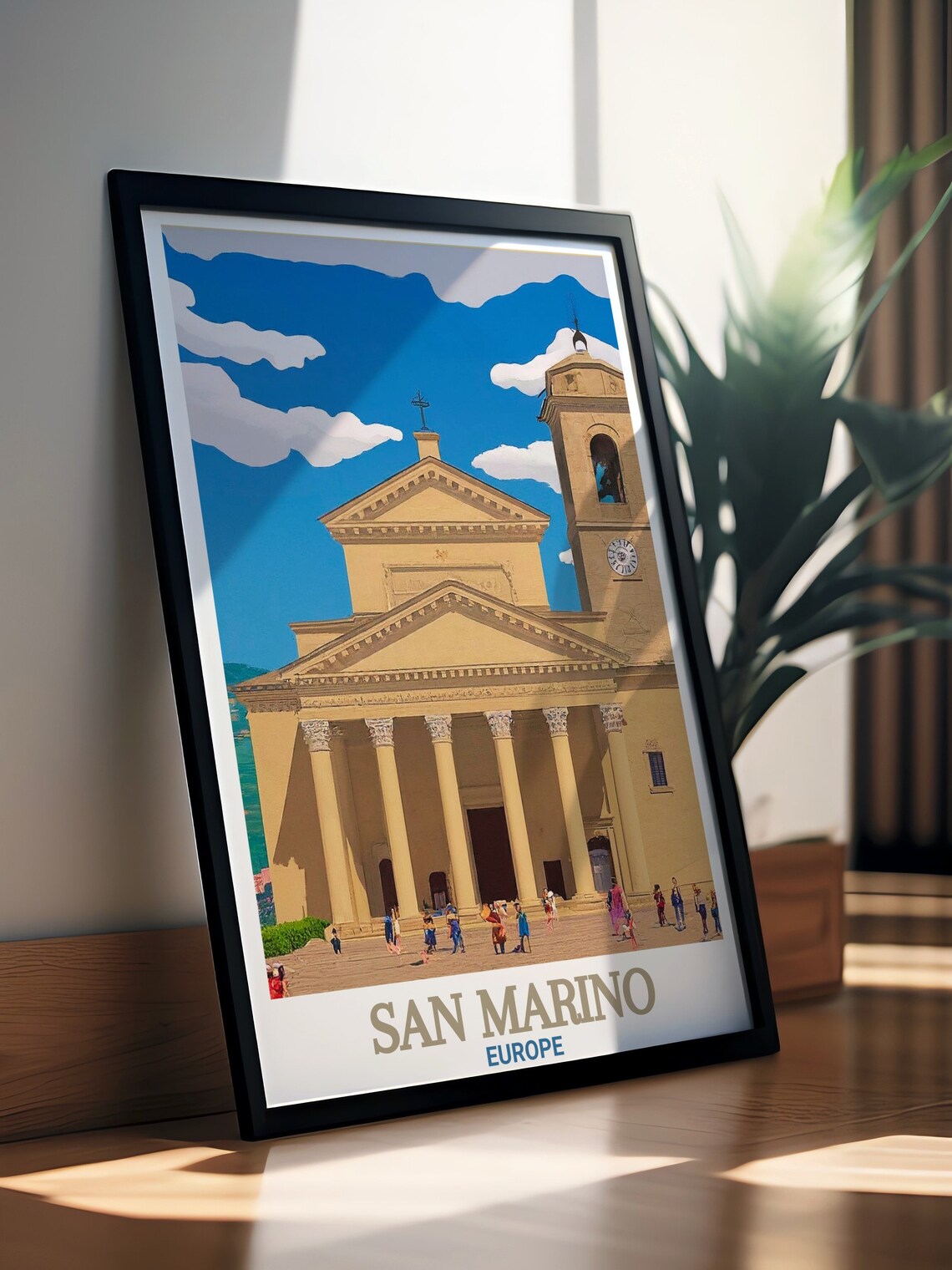 San Marino Europe Basilica di San Marino Church Plaza Travel Poster - Image 2