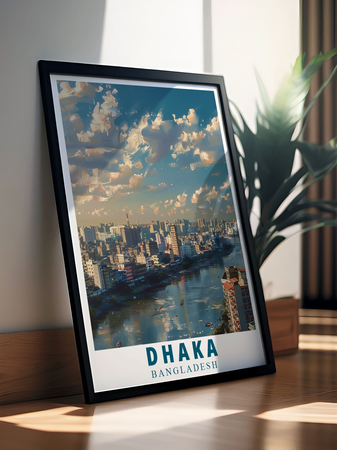 Dhaka Riverfront Cityscape Sunset Clouds Bangladesh Urban View Poster - Image 2
