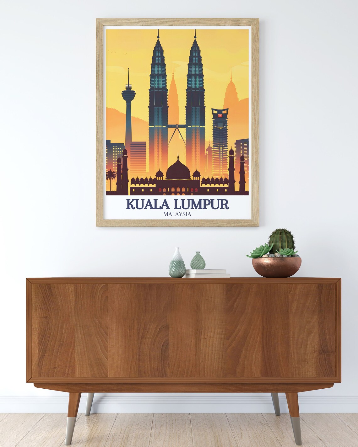 Kuala Lumpur Petronas Towers Sunset Skyline Malaysia Travel Poster - Image 2