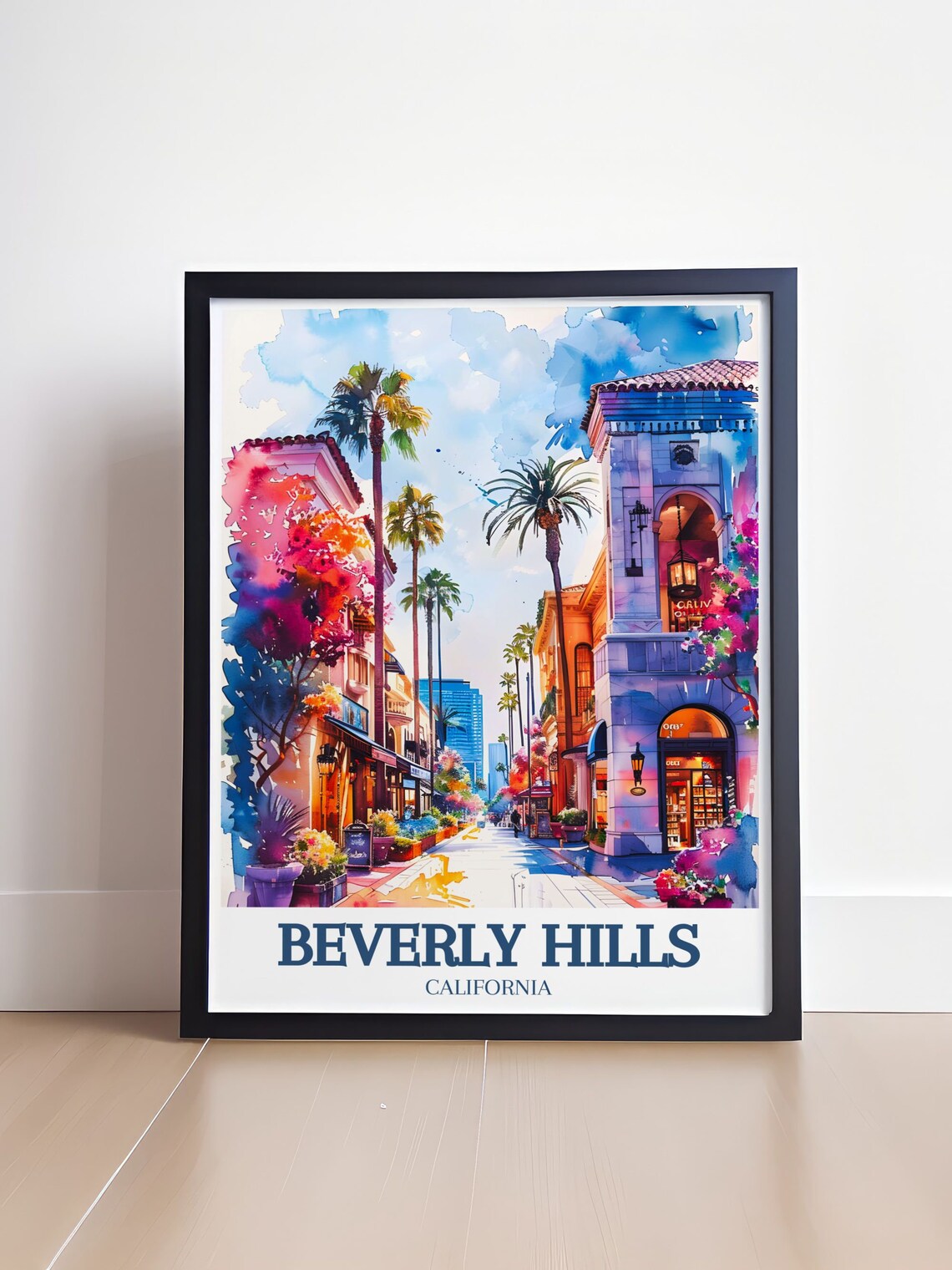 Beverly Hills California Elegant Shopping Street Bougainvillea Poster - Image 4