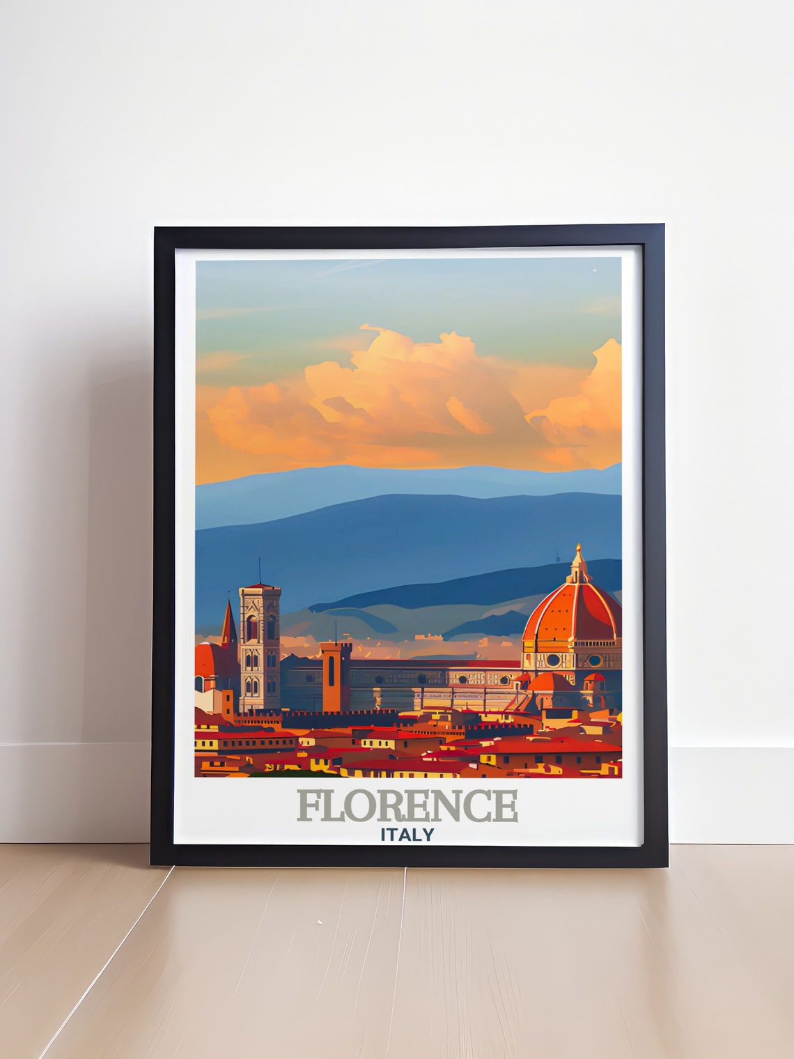 Florence Cathedral Duomo Sunset City Skyline Italy View Poster - Image 4