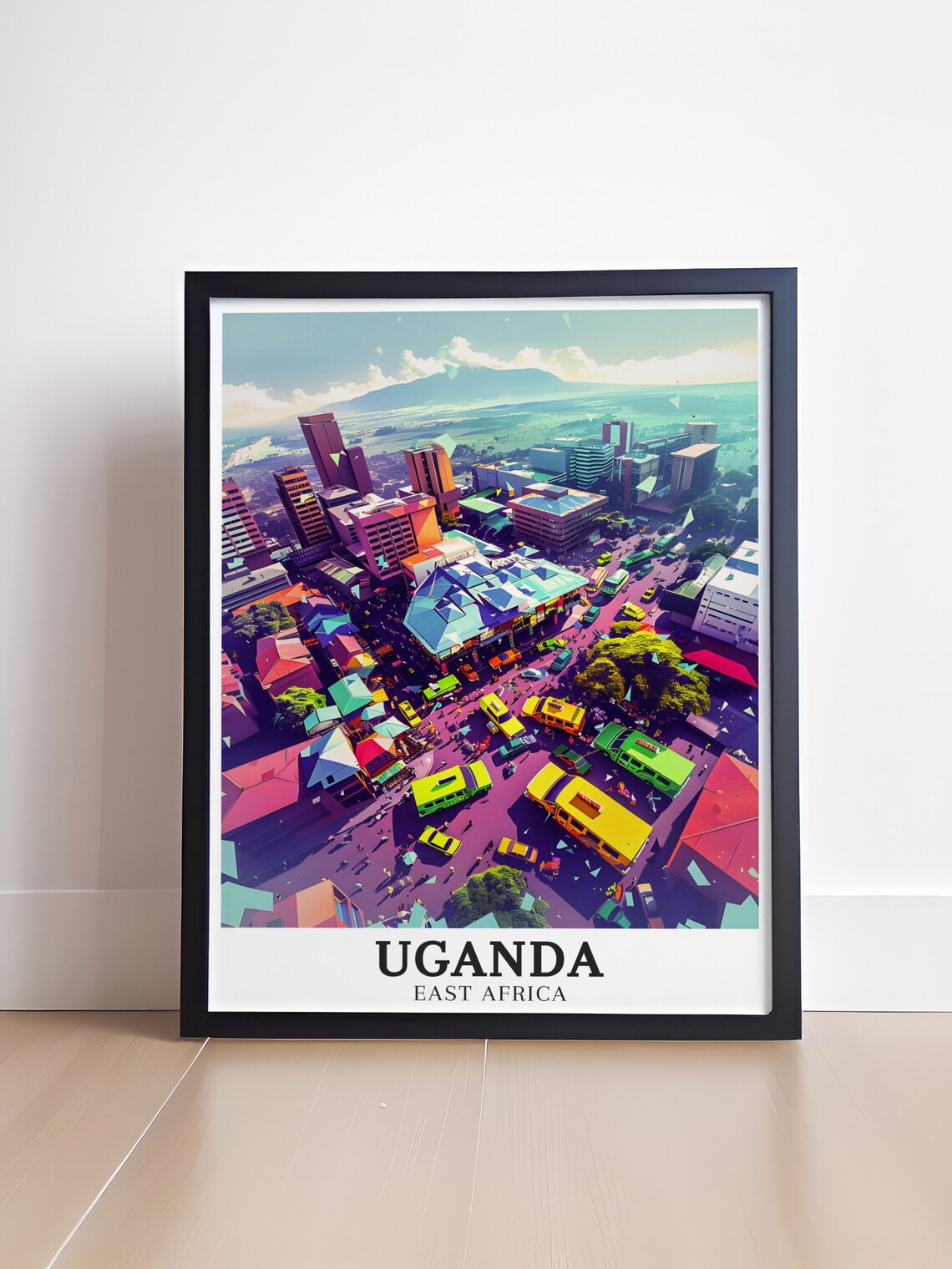 Kampala Aerial Street Scene Colorful East Africa Uganda Travel Poster - Image 4