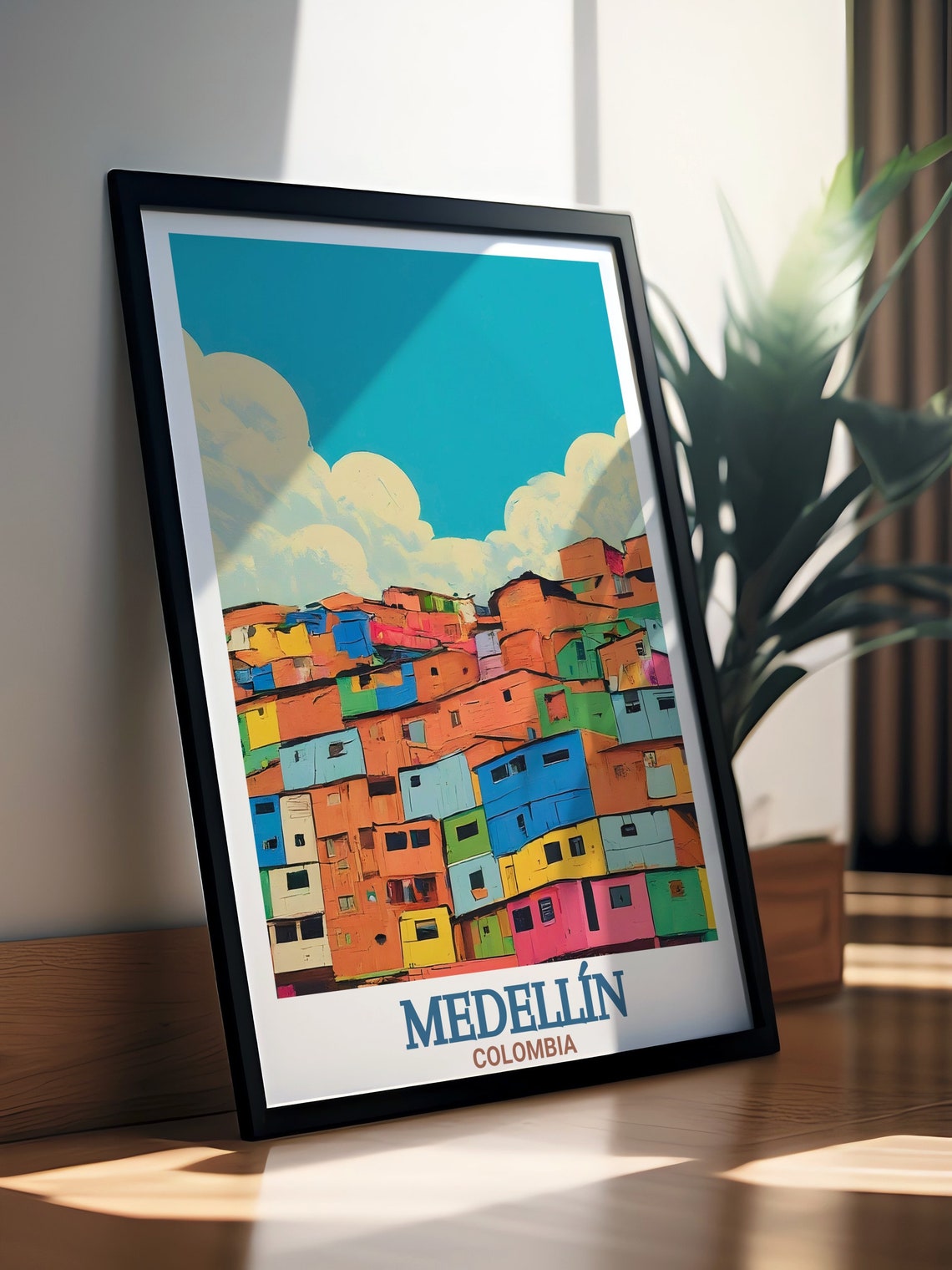 Medellin Colombia Comuna 13 Colorful Hillside Homes Scene Poster - Image 2