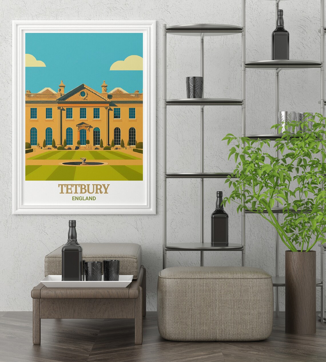 Tetbury England Cotswolds Manor House Formal Garden View Poster - Image 3