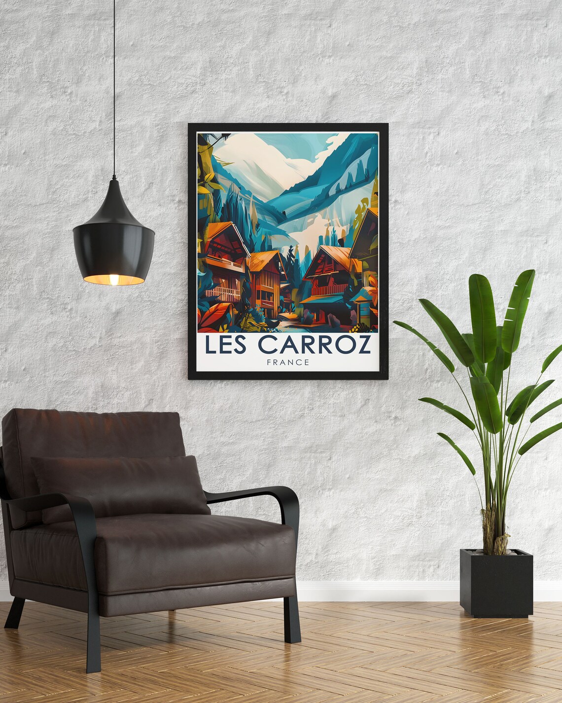 Les Carroz Traditional Wooden Chalets Mountain France Poster - Image 3