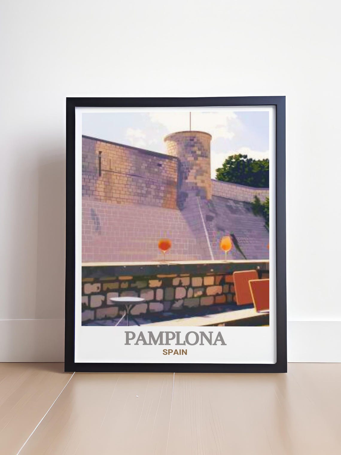 Pamplona Spain Historic Citadel Stone Walls Terrace View Poster - Image 2