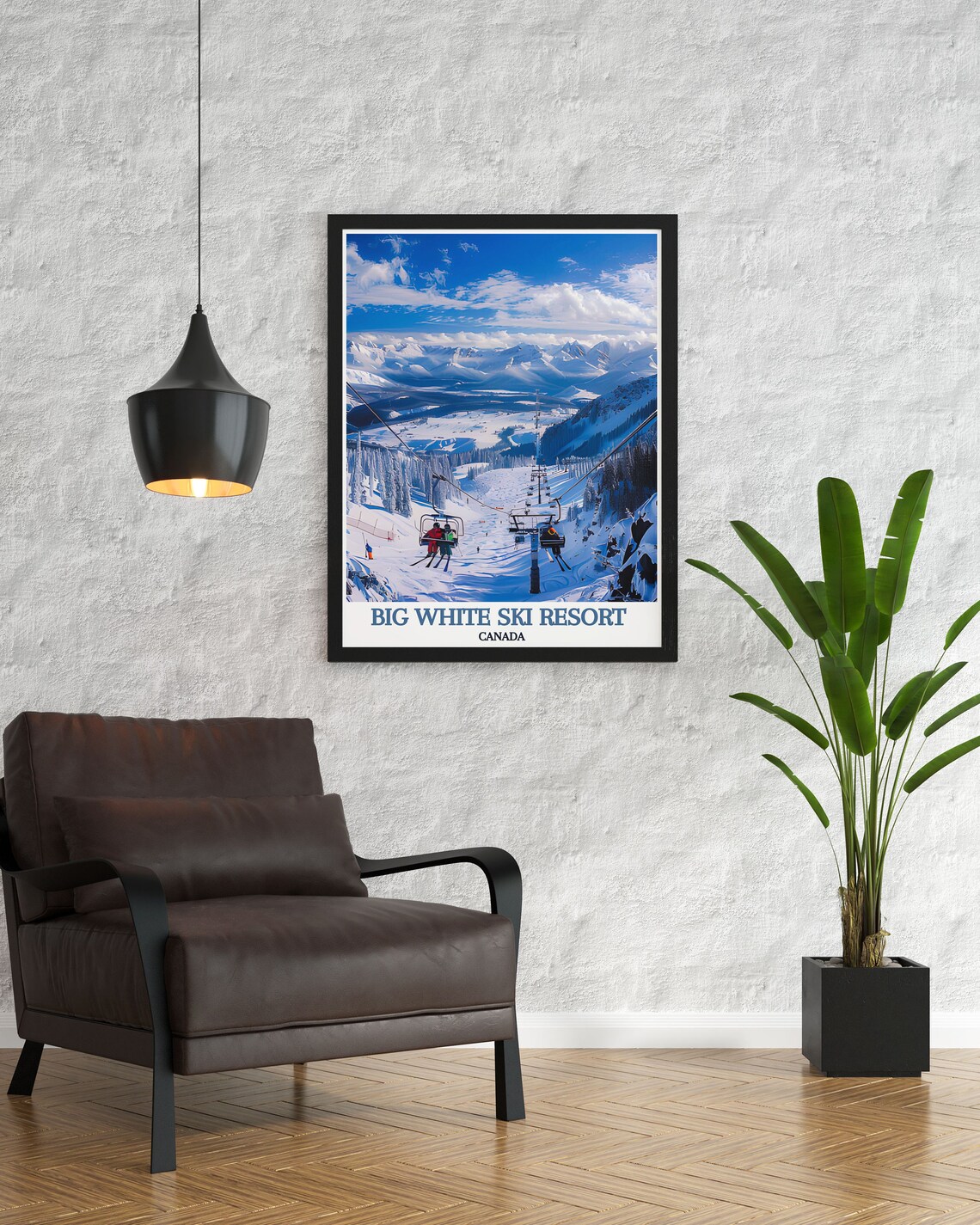 Big White Ski Resort Canada Chairlift Mountain Slopes Travel Poster - Image 2
