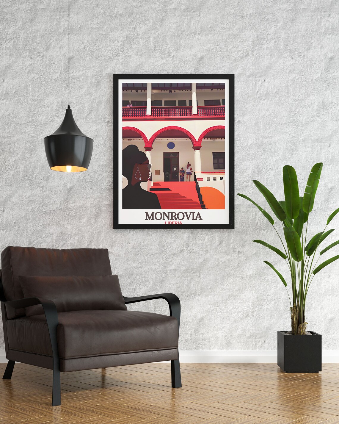 Monrovia National Museum Red Arches Liberia Travel Art Poster - Image 2