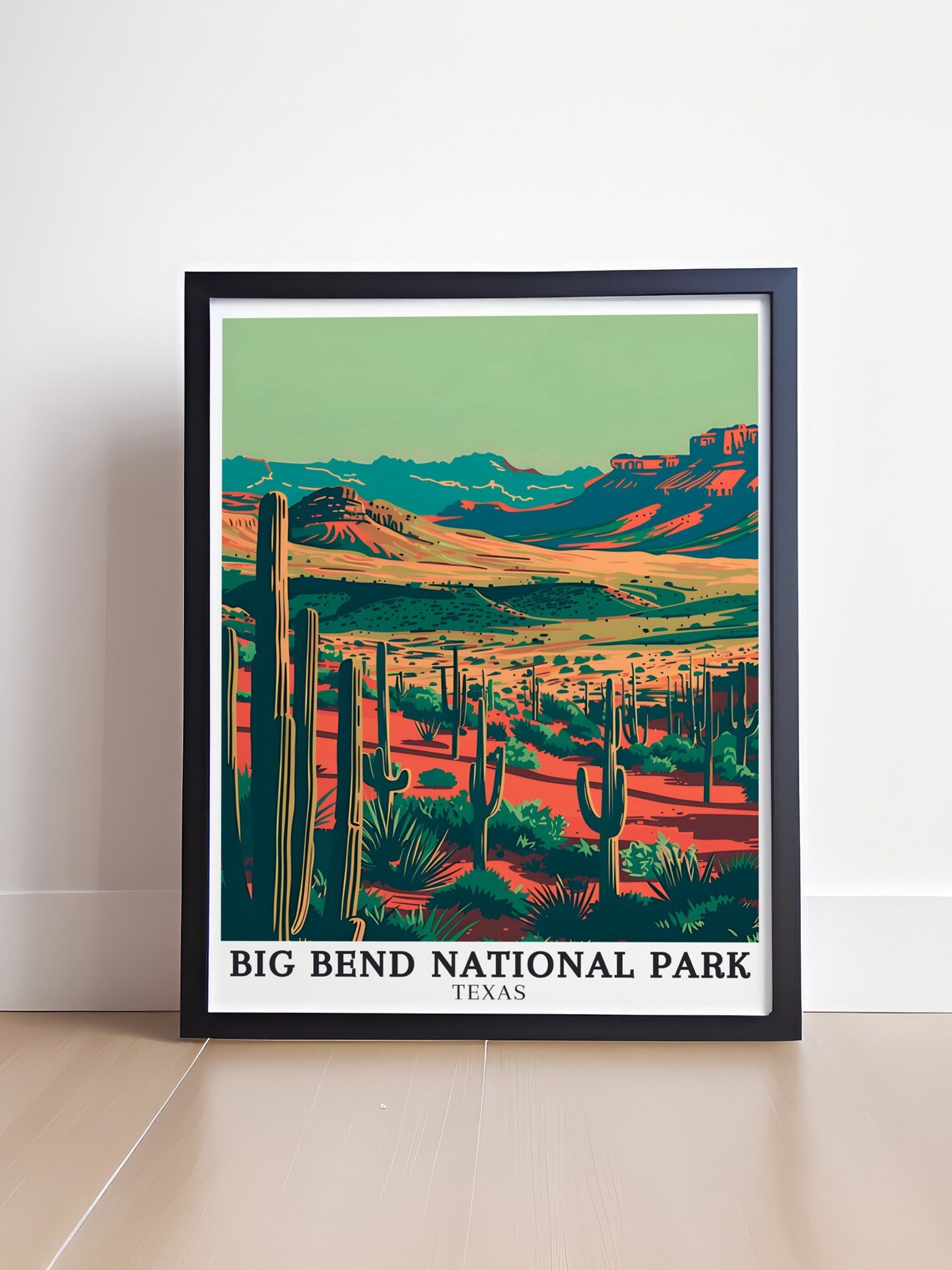 Big Bend National Park Red Desert Cactus Texas Travel Poster - Image 4