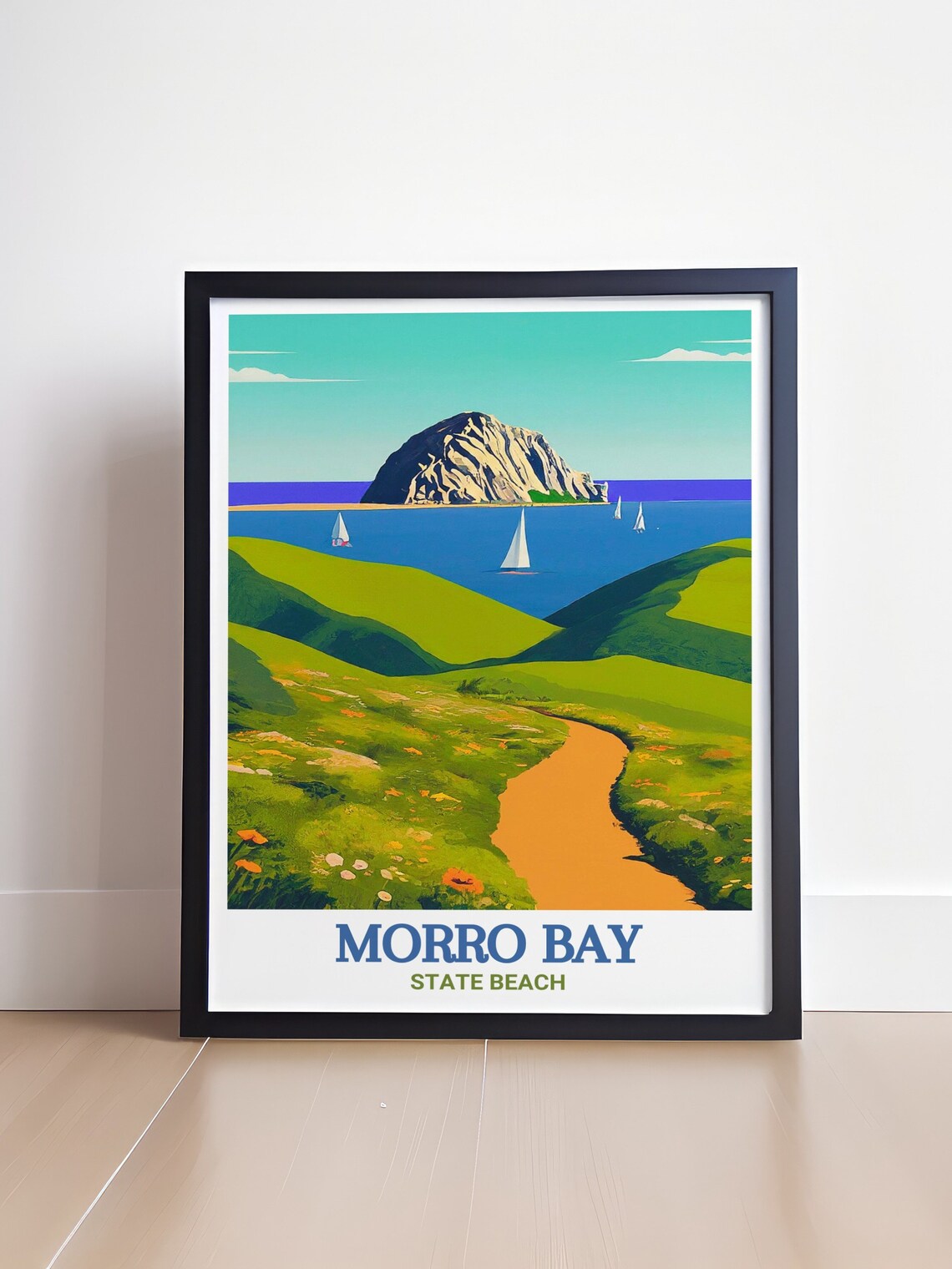 Morro Bay Sailboats And Green Hills California Scenic Travel Poster - Image 4