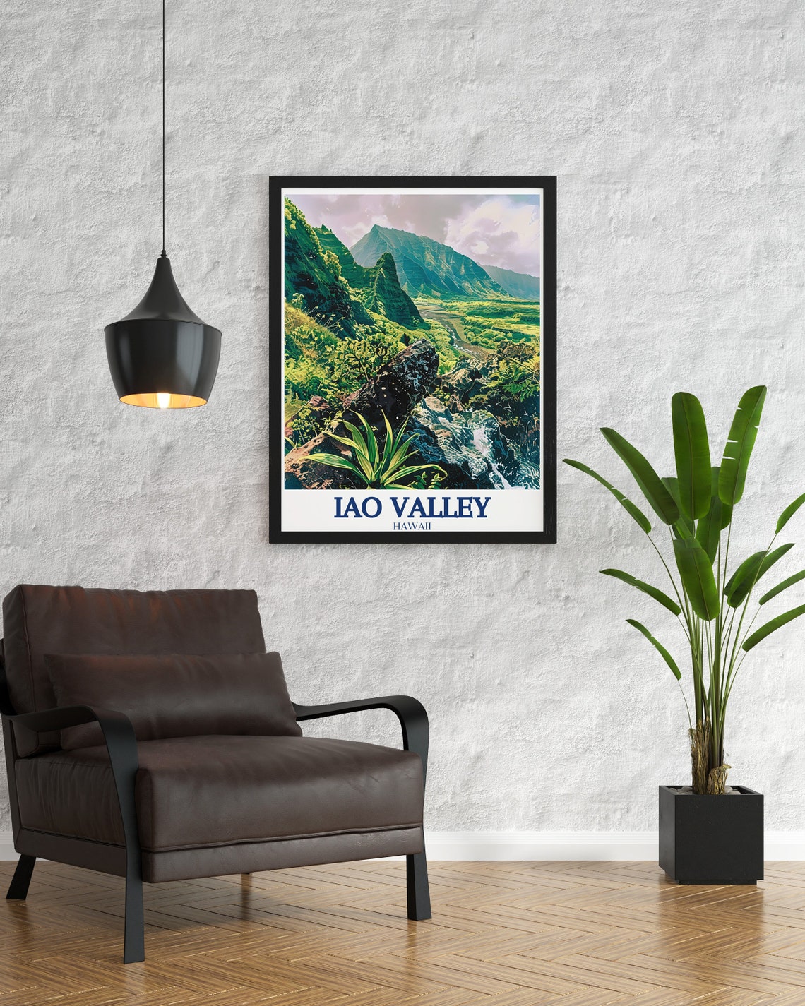 Iao Valley Hawaii Misty Mountain Valley Stream Landscape Poster - Image 3