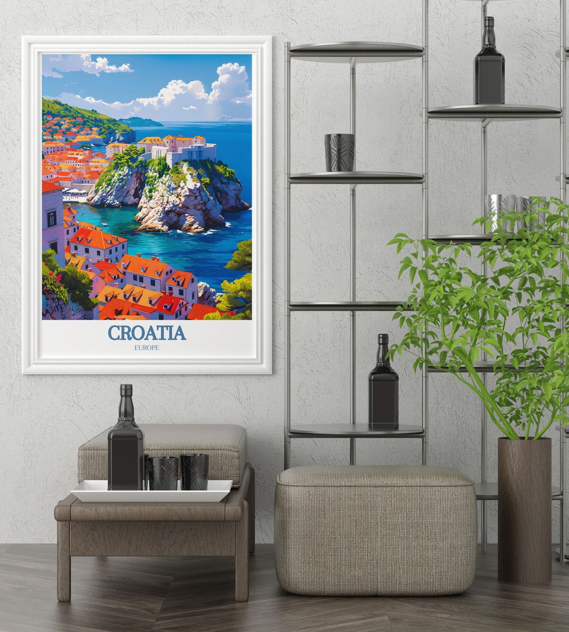 Dubrovnik Croatia Walled Old Town Adriatic Coastline Travel Poster - Image 4