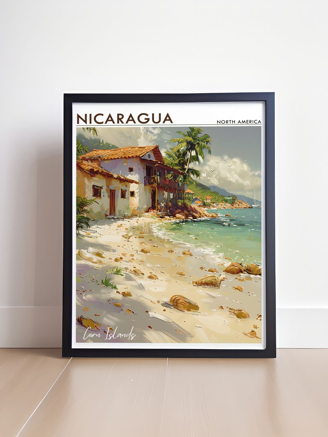 Nicaragua Corn Islands Rustic Beach House Tropical Sandy Shore Poster - Image 4