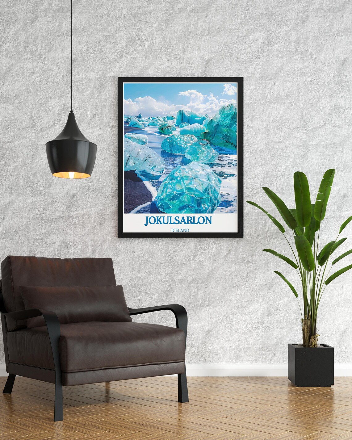 Jokulsarlon Diamond Beach Icebergs on Black Sand Iceland Poster - Image 2