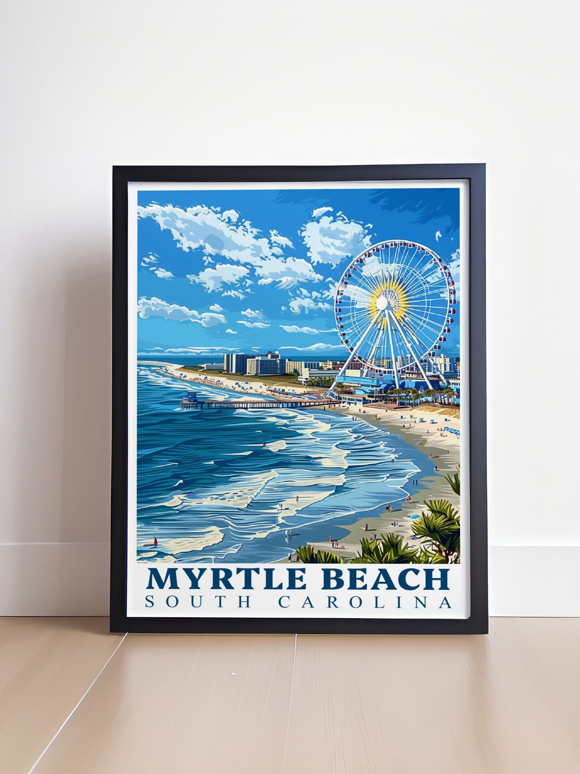 Myrtle Beach South Carolina SkyWheel Aerial Coastline Travel Poster - Image 4